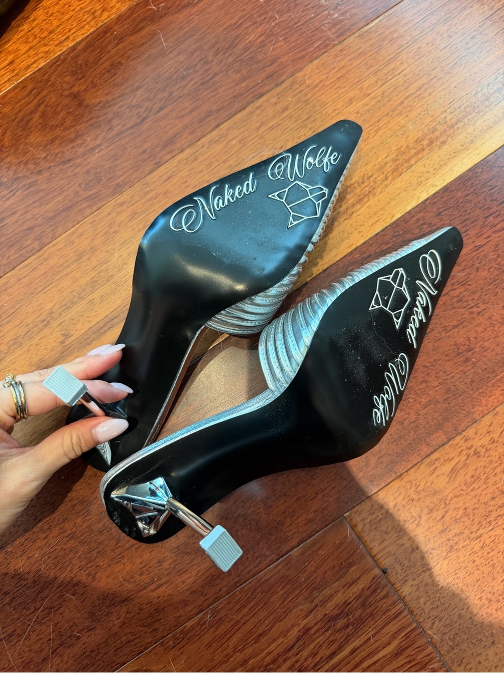 NAKED WOLFE CHROMED SILVER LEATHER SOLD OUT SIZE 7/37 - Picture 4 of 5